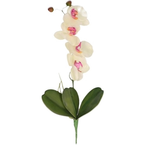 Roze/wit Orchidee/Phalaenopsis kunstplant 44 cm voor binnen -   kunstplanten/nepplanten/binnenplanten