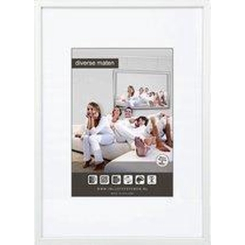Luxe Aluminium Wissellijst - Fotolijst - 50x70 cm - Helder Glas - Wit - 10 mm - Facetrandje