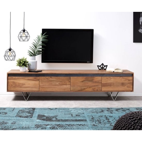 Televisietafel Stonegrace acacia natuur 200 cm 4 laden Designer Lowboard