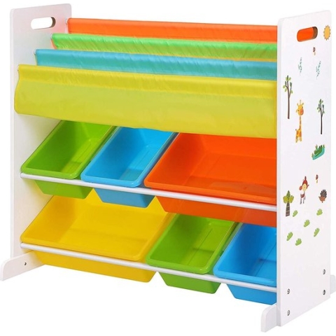 Nancy's Kinderkast - 6 x Kunststof Bakken - Gekleurde Opbergkast voor Kinderen - 86 x 78 x 27 cm