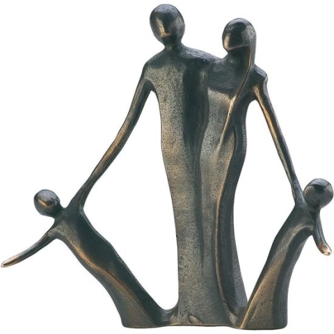 Sculptuur Gezin beeld brons familie 4 personen
