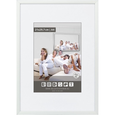 Vlakke Aluminium Wissellijst - Fotolijst - 60x90 cm - Helder Glas - Mat Zilver - 10 mm