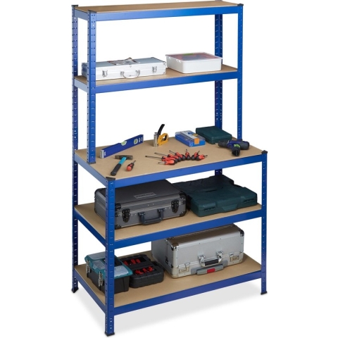 Relaxdays stellingkast met werkbank - opbergrek - stelling - 900 kg - legbordstelling