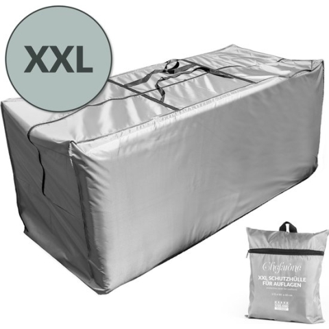 Chefarone Beschermhoes Tuinkussens - Extra groot 60x175 cm - Opberghoes Tuinmeubels, Loungeset en Ligbed - Kussentas voor Loungekussens - Tuinkussenhoes Waterdicht - Weerbestendig - UV-bescherming - Grijs