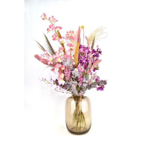 Droogbloemen met zijde bloemen - Boeket XL Luxe - 80 cm - Droogbloemen boeket XL - Natuurlijk Bloemen