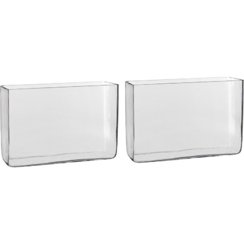 2x Hoge rechthoekige vaas transparant glas 30 x 10 x 20 cm - Accubak - Glazen vazen - Woonaccessoires