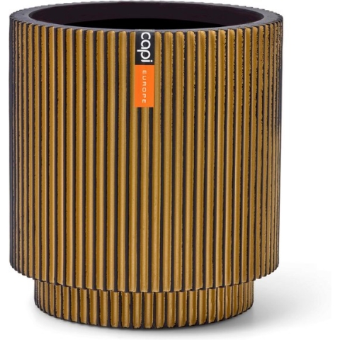 Capi Europe - Vaas cilinder Groove XL - 41x40 - Goud - Bloempot voor binnen - Opening ⌀36 - GVGB883