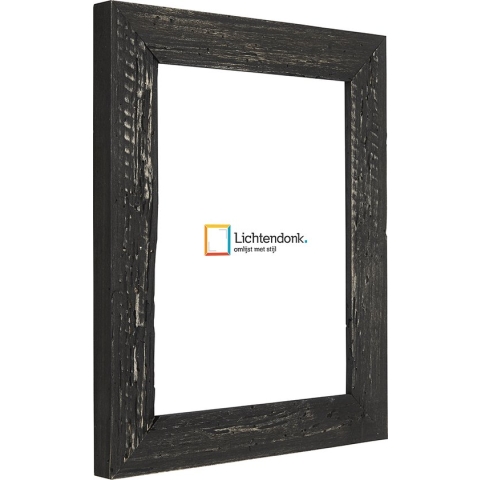 Fotolijst - Fotokader Zwart Verouderd Hout - met echte houtworm gaatjes - Fotomaat 30x45 - Ontspiegeld ACRYLITE - Art.nr. 1009970530453