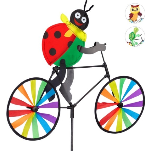 Relaxdays windmolen dier - fiets - windspel - tuinsteker - tuin - kinderen - decoratie - Lieveheersbeestje