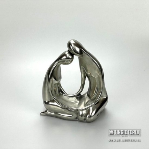 Sculptuur Man & Vrouw - Samensmelten - Huwelijk cadeau - 10 jaar getrouwd - Tinnen huwelijk - Sculptuur liefde - Beeld Man en Vrouw