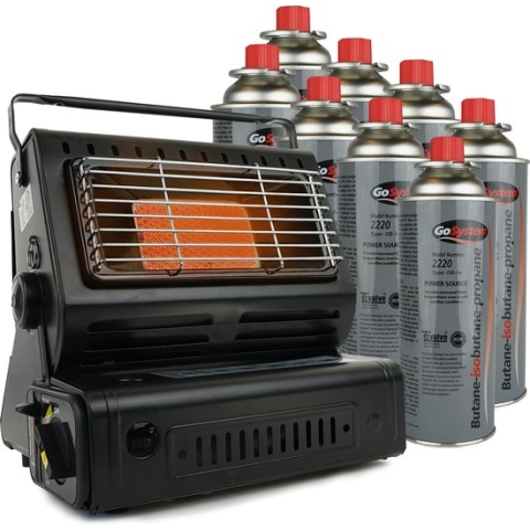 Eurocatch Gaskachel - Incl. 8 Gasbussen - Heater - Kacheltje - Terrasverwarmer - Verstelbaar - Draagbaar