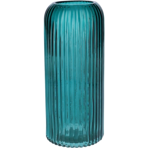 Bellatio Design Bloemenvaas - petrol - tansparant glas - D9 x H20 cm - vaas