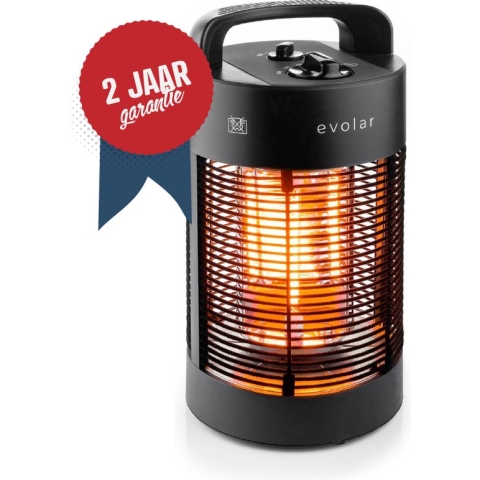 Evolar EVO-HD35 Elektrische Heater - 350/700W - Zwenkbaar 120/360º - Cool-touch raster - IPX4 spatwaterdicht - Anti-kantel beveiliging met automatische uitschakeling - Zwart