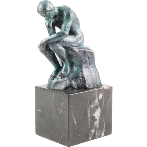 Florence Decorations De Denker Bronzen Beeld – Gesigneerd met Officiële Brons Stempel – Dante Kunst Sculptuur van Auguste Rodin – Interieur Beelden op Marmer Sokkel – Woonaccessoire Decoratie Cadeau – 20x9x7cm