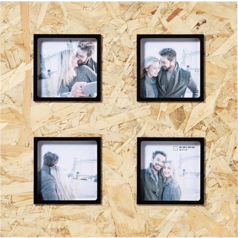 Walther Chip - Fotolijst - Collage - Fotoformaat 4X 10x10 cm - Bruin / Zwart