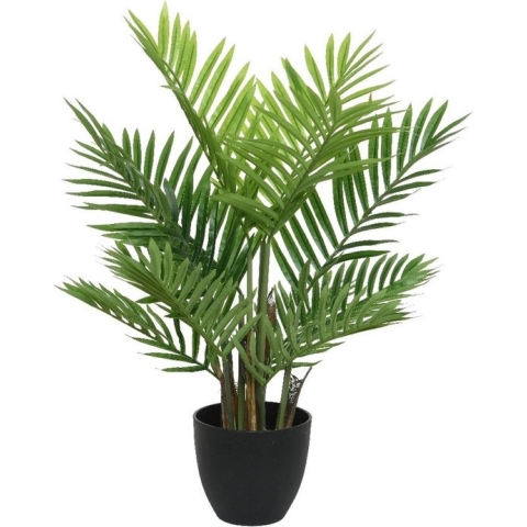 Groene Areca/goudpalm kunstplant 73 cm in zwarte pot - Kunstplanten/nepplanten - Palmen