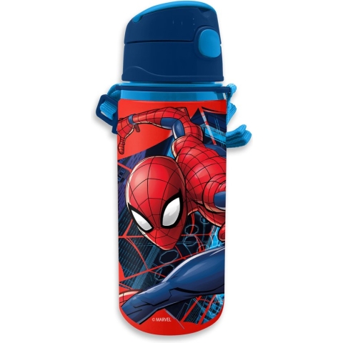 Marvel Spiderman drinkfles/drinkbeker/bidon met drinktuitje - blauw - aluminium - 600 ml