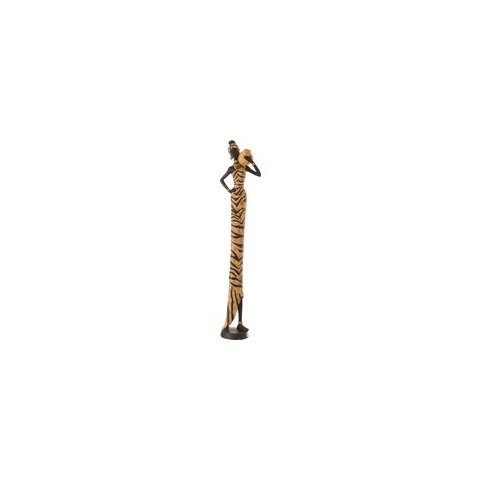 Staande Deco Beeld  Afrikaanse Vrouw Zebra Poly Zwart/Bruin