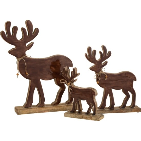J-Line Beeldje Rendier Hout Bruin Large