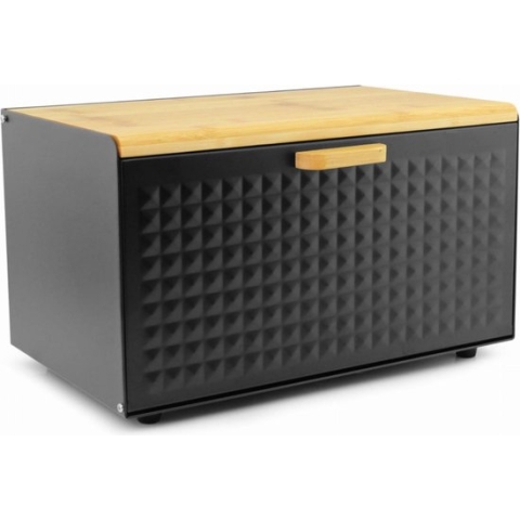 Luxe Broodtrommel Zwart met Bamboe - Brood Bewaardoos - 36x21x21CM - Rechthoekig