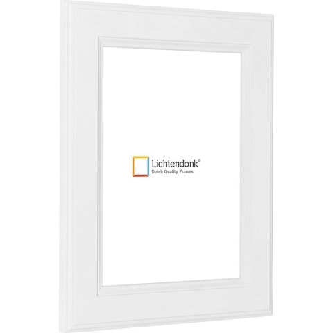 Fotolijst - Landelijke Stijl - Wit met zichtbare houtnerf - Fotomaat 50x70 - Helder glas - Art.nr. 1055001050702