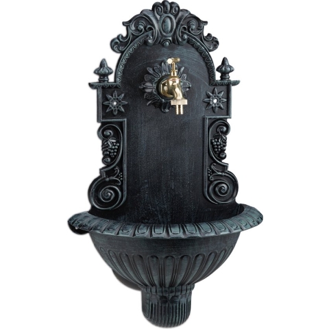 Relaxdays waterbron antiek - waterornament buiten - waterfontein tuin - muurfontein groen