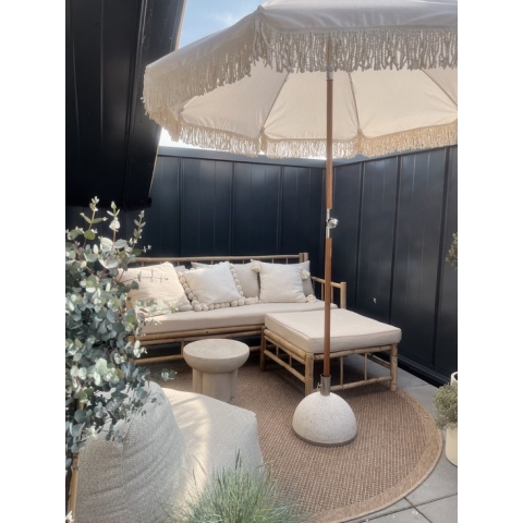 zomersale - Jute Buitenkleed Rond - Tuintapijt - Outdoor - Beige/naturel 200cm - Mrcarpet