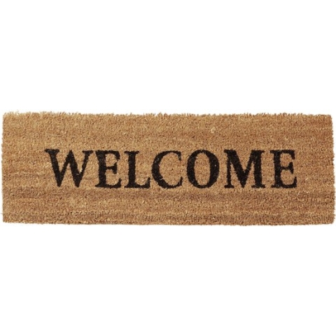 Relaxdays deurmat kokos 75x25 Welcome, kokosmat, schoonloopmat, voetveger - Naturel