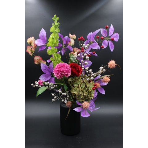 Kunstbloemen - Zijdenboeket - Verlichting - 70 cm hoog - Vaas - Bloemenjunkie.