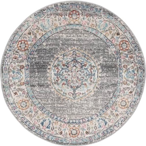 Buitentapijt voor balkon terras of tuin | Gris oriental 120x120 | Rond | robuust outdoor Vloerkleed | weerbestendig en UV-bestendi | Binnen en Buiten - The Carpet Palma