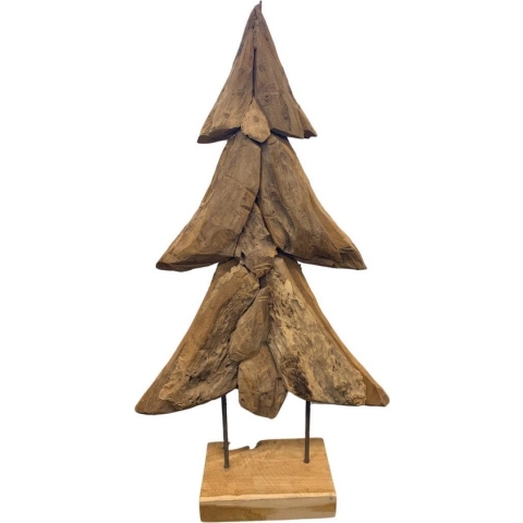 JoJo Living Woonaccessoires - Kerstboom - Teakhouten kerstboom op voet - Decoratie kerstboom - 80 cm - Handgemaakt