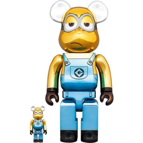 400% & 100% Bearbrick set - Minion Kevin (Chrome ed.)