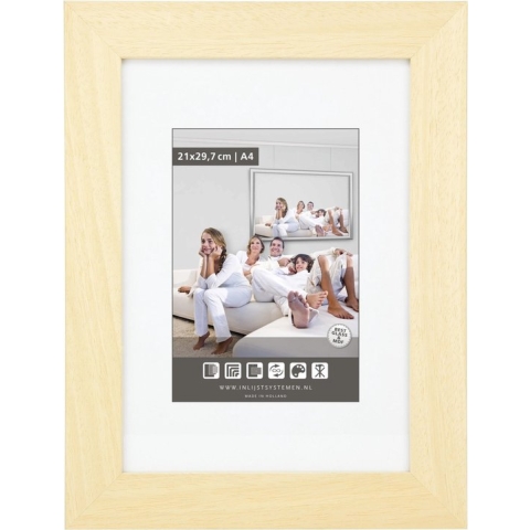 Brede Houten Wissellijst - Fotolijst - 60x60 cm - Helder Glas - Blank Ongelakt - 39 mm