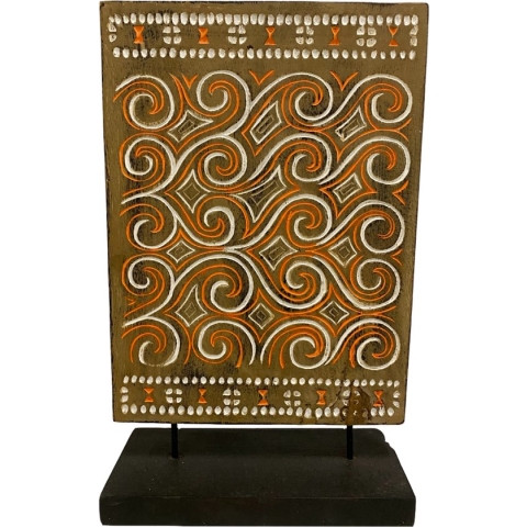 JoJo Living Woonaccessoires - Ornament - Teakhouten ornament Sudut - Oranje - Handgemaakt