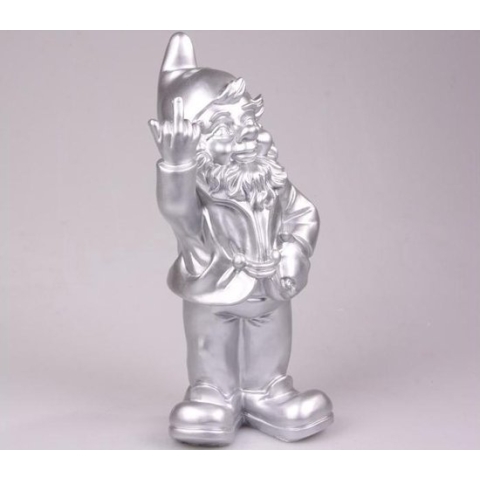 Kabouter F Ck You 20 cm zilver