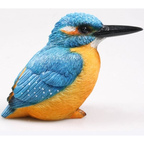 Farmwood Huis/tuin deco vogel beeldje - ijsvogel - zittend - polystone - 20 x 15 cm