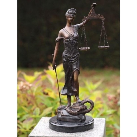 Vrouwe justitia brons ECHT BRONS- advocaat - 45x16x16 cm -rechtspraak - geschenk advocatuur - beeld -