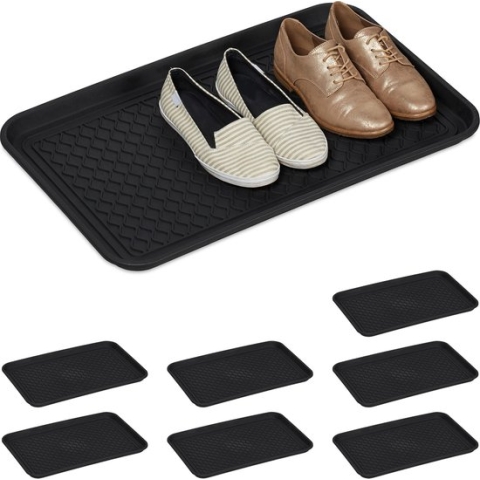 Relaxdays 8x afdruipmat schoenen - met profiel - schoenenmat - schoenenschaal - groot