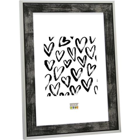 Deknudt Frames fotolijst S43RE2 - zwart - zilverkleurige rand - 15x20