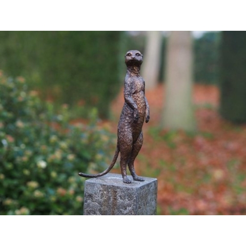 Tuinbeeld - bronzen beeld - Stokstaartje - Bronzartes - 28 cm hoog