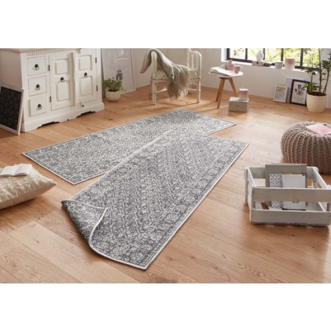 Loper binnen & buiten Curacao - grijs/crème 80x250 cm