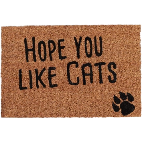 Relaxdays deurmat spreuk dog cat - 40 x 60 cm - kokosvezels - schoonloopmat - antislip - Kat