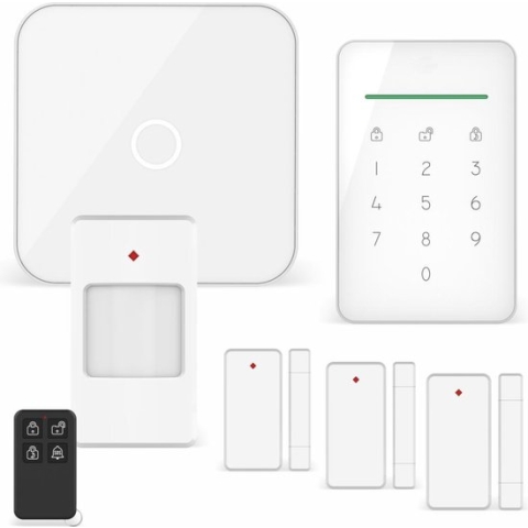 ELRO AS90S Home+ Slim Draadloos Alarmsysteem – Wifi – GSM Functie – Als Beste Getest - Met Basisstation, Controlepaneel, Bewegingsmelder, 3x Deur/Raam Contact en Afstandsbediening