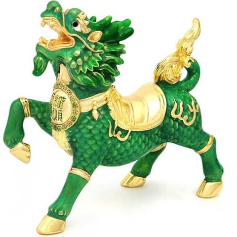 Beeld Draken Paard Groen Chi Lin