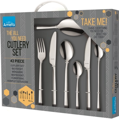 Amefa Manille - 42 delige All You Need bestekset - 6 personen - Zilver - Complete set bestek