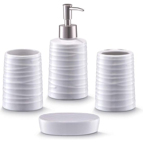 badkameraccessoireset, 4-delig, keramiek, wit 42 x 21 x 24 cm