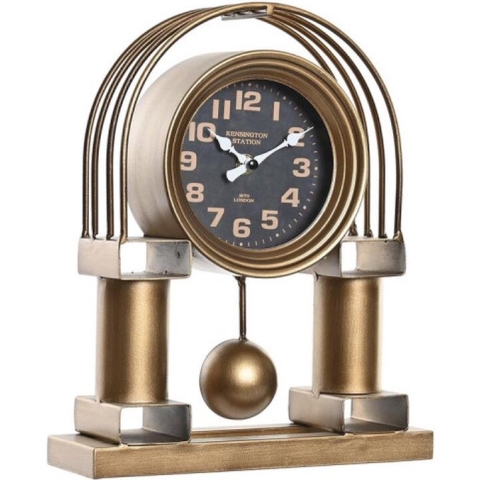 Bordsklocka DKD Home Decor 25 x 8 x 31 cm Kristal Zwart Gouden Ijzer Traditioneel
