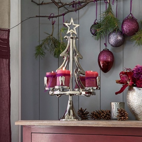 LOBERON Kaarsenstandaard Gaetana zilverkleurig