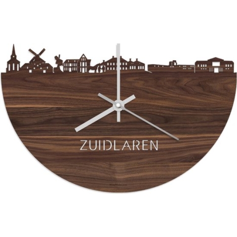 Skyline Klok Zuidlaren Notenhout - Ø 40 cm - Stil uurwerk - Wanddecoratie - Meer steden beschikbaar - Woonkamer idee - Woondecoratie - City Art - Steden kunst - Cadeau voor hem - Cadeau voor haar - Jubileum - Trouwerij - Housewarming - WoodWideCities