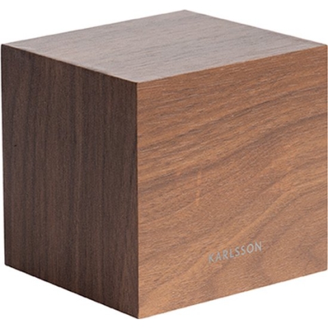 Wekker Mini Cube - Donker Hout fineer - Wit LED